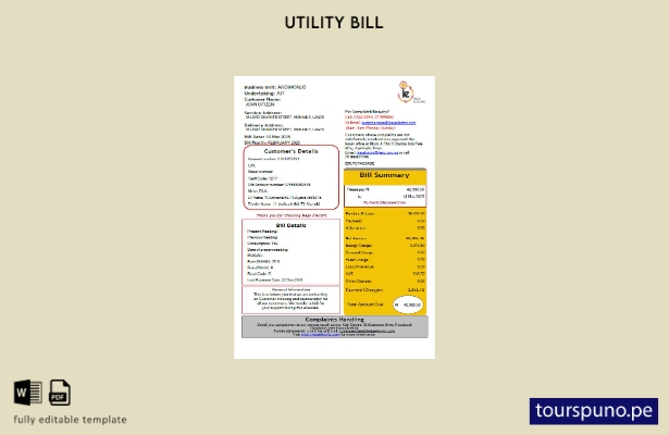 listo para imprimir Plantilla de factura de servicios eléctricos IKEJA de Nigeri